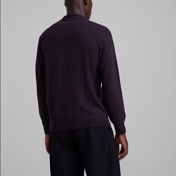 Club Monaco Merino Wool Quarter-Zip Sweater in Navy - Picture 2 of 5